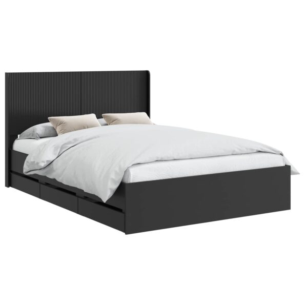 vidaXL Posteľový rám s úložným priestorom a čelom Čierna 140 x 190 cm – Obrázok 2