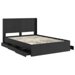 vidaXL Posteľový rám s úložným priestorom a čelom Čierna 140 x 190 cm – Obrázok 5