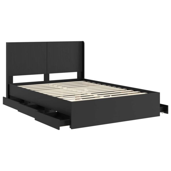 vidaXL Posteľový rám s úložným priestorom a čelom Čierna 140 x 190 cm – Obrázok 5
