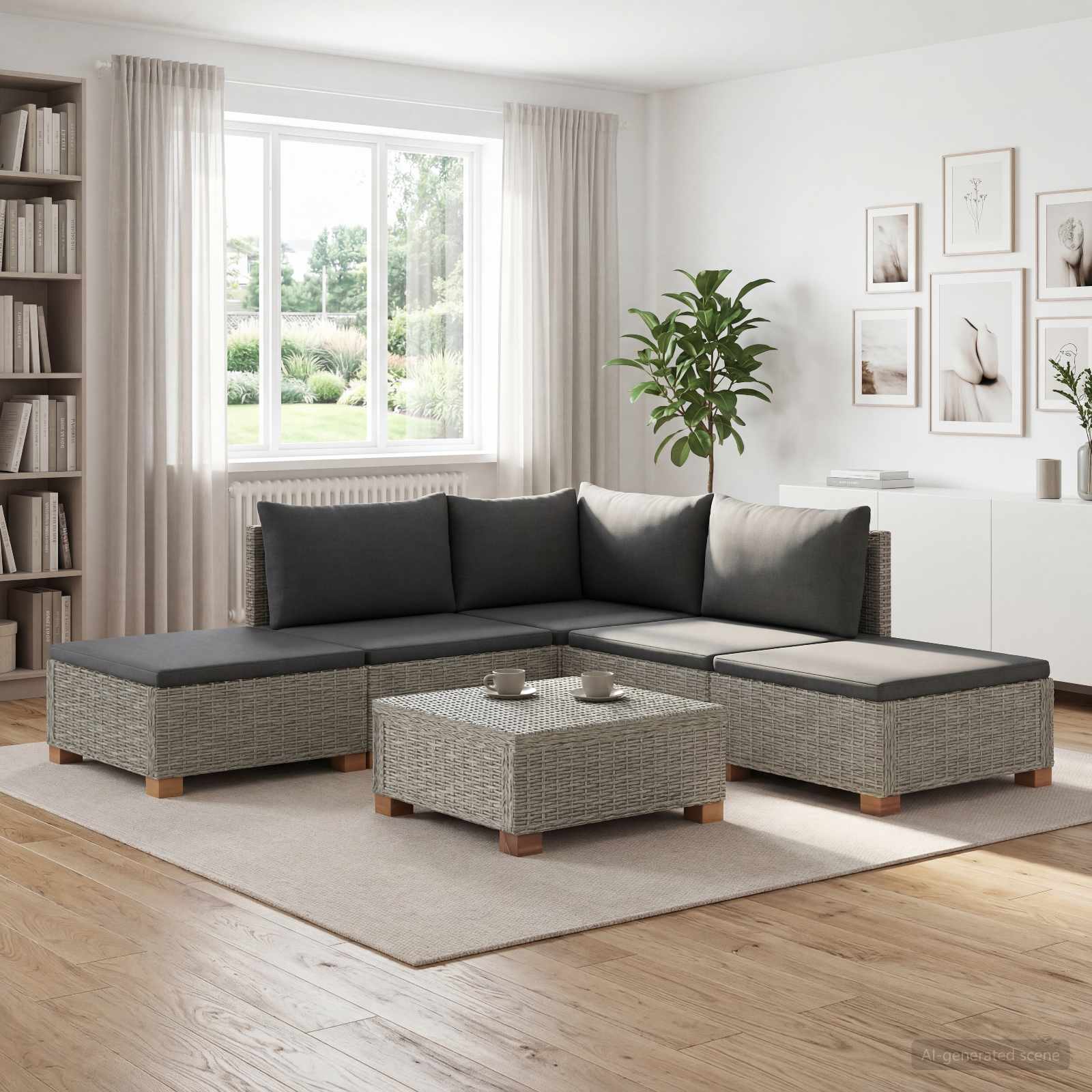 3429843_1.jpg vidaXL 6 ks Ratanová lounge súprava s vankúšmi GENDT Prírodný ratan – Obrázok 1