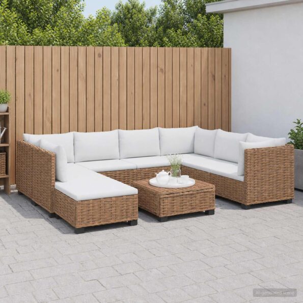 vidaXL 9 ks Ratanová lounge súprava s vankúšmi GENDT Prírodný ratan – Obrázok 3