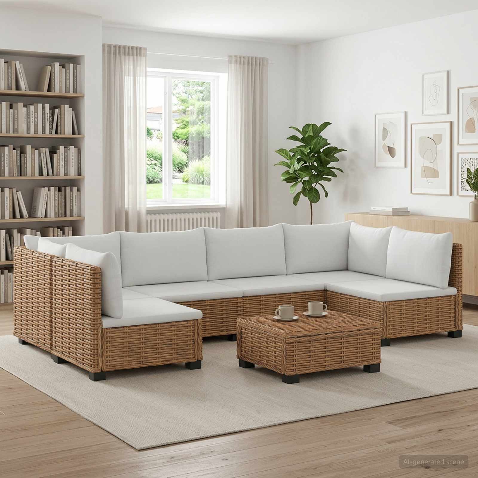 3429868_1.jpg vidaXL 7 ks Ratanová lounge súprava s vankúšmi GENDT Prírodný ratan – Obrázok 1