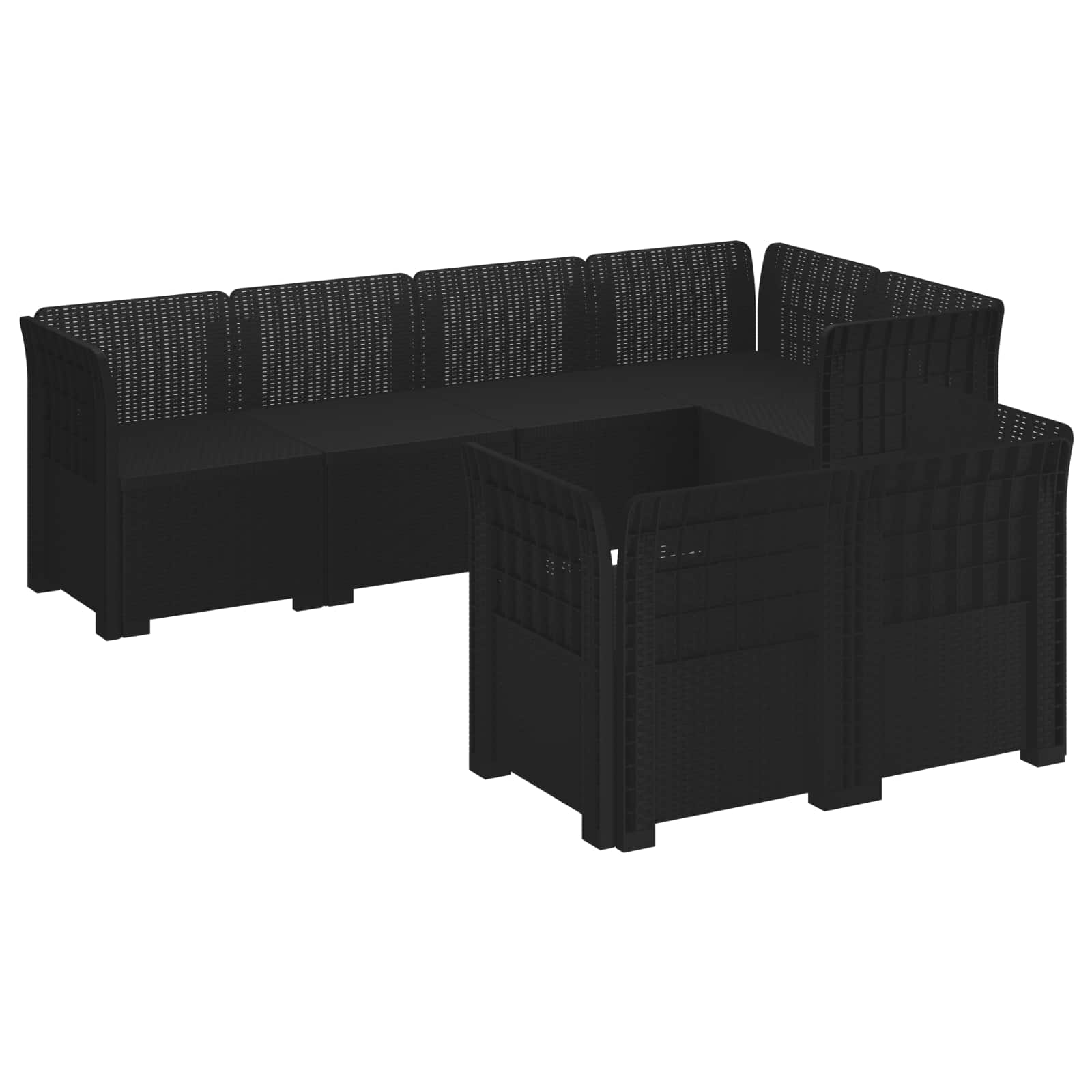 3444138_1.jpg vidaXL 7-miestny záhradný gauč vo vzhľade ratanu PP Antracitová – Obrázok 1