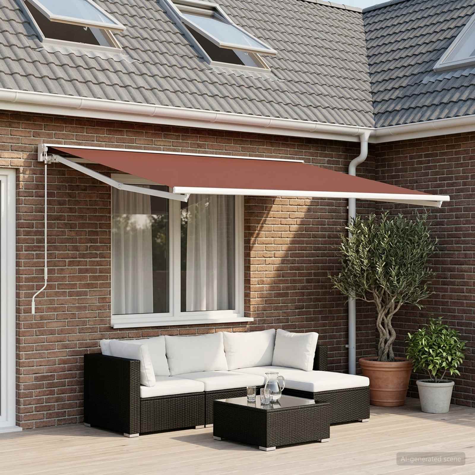 3444264_1.jpg vidaXL Náhradná látka na markízu Hnedá 400 x 200 cm Polyester – Obrázok 1