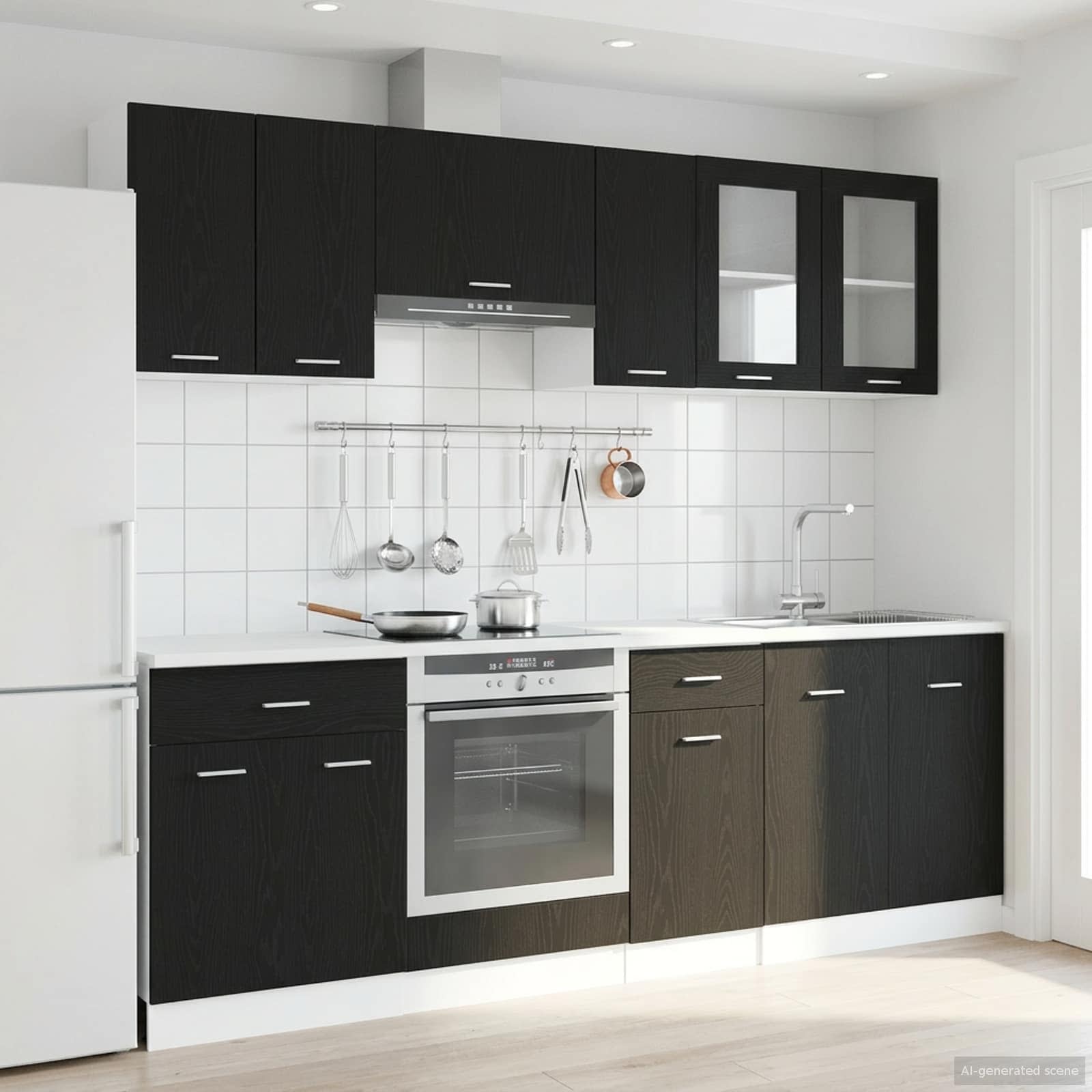 3445860_1.jpg vidaXL Kuchynská jednotka Lyon 8 pcs Čierny dub Kompozitné drevo – Obrázok 1