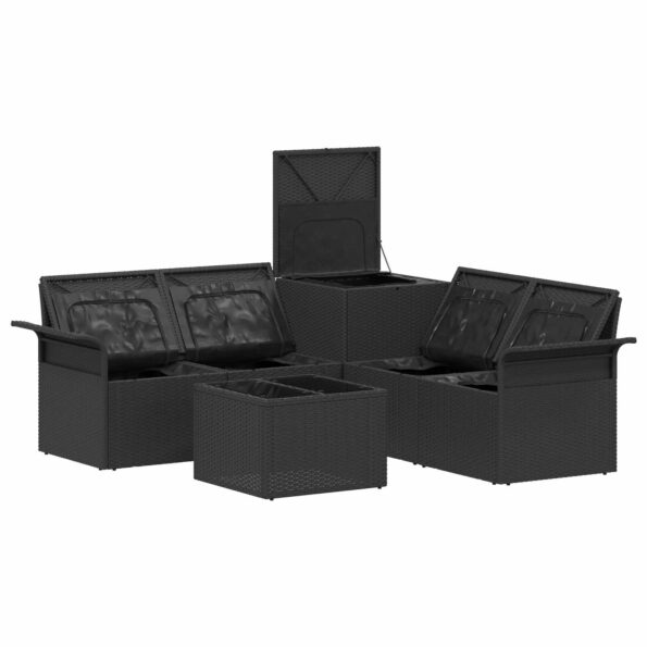 vidaXL Sada pohoviek 6 pcs 4-Počet miest Čierna a modrá – Obrázok 7