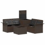 vidaXL Sada pohoviek 6 pcs 4-Počet miest Hnedá a krémovo biela – Obrázok 7