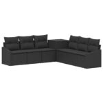 vidaXL Sada pohoviek 7 pcs Čierna Poly ratan a oceľ