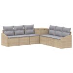 vidaXL Sada pohoviek 7 pcs Beige a svetlo šedá Poly ratan a oceľ