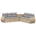 vidaXL Sada pohoviek 7 pcs Beige a svetlo šedá Poly ratan a oceľ
