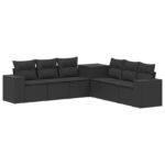vidaXL Sada pohoviek 7 pcs Čierna Poly ratan a oceľ