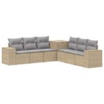 vidaXL Sada pohoviek 7 pcs Beige a svetlo šedá Poly ratan a oceľ
