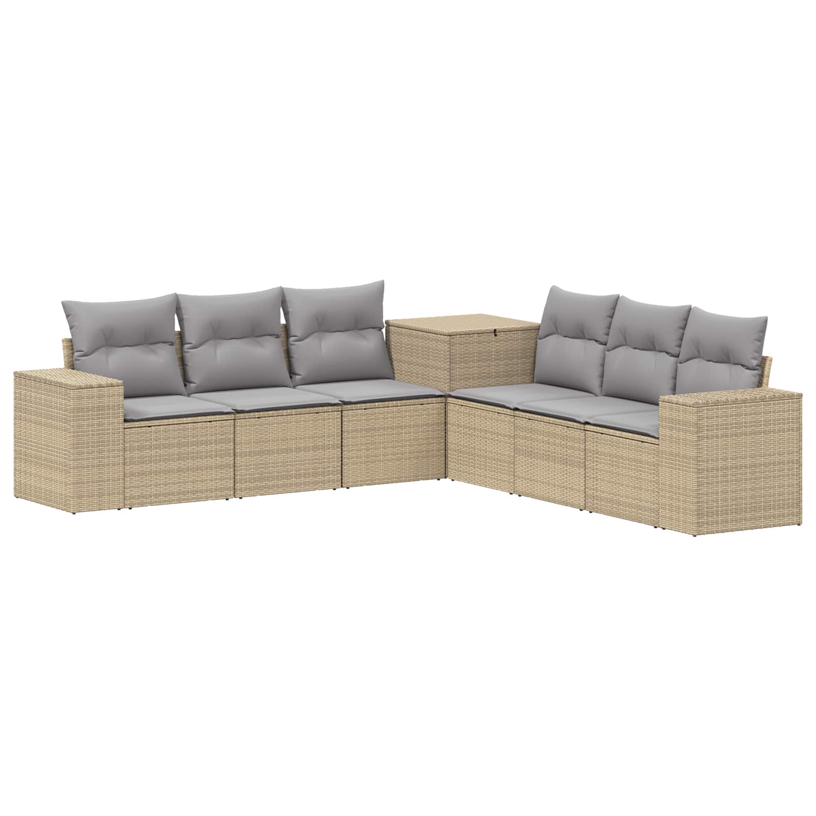3448849_1.jpg vidaXL Sada pohoviek 7 pcs Beige a svetlo šedá Poly ratan a oceľ – Obrázok 1