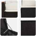 vidaXL Sada pohoviek 7 pcs Čierna a krémová biela Poly ratan a oceľ – Obrázok 5