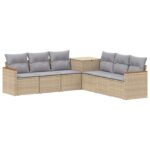 vidaXL Sada pohoviek 7 pcs Beige a svetlo šedá Poly ratan a oceľ