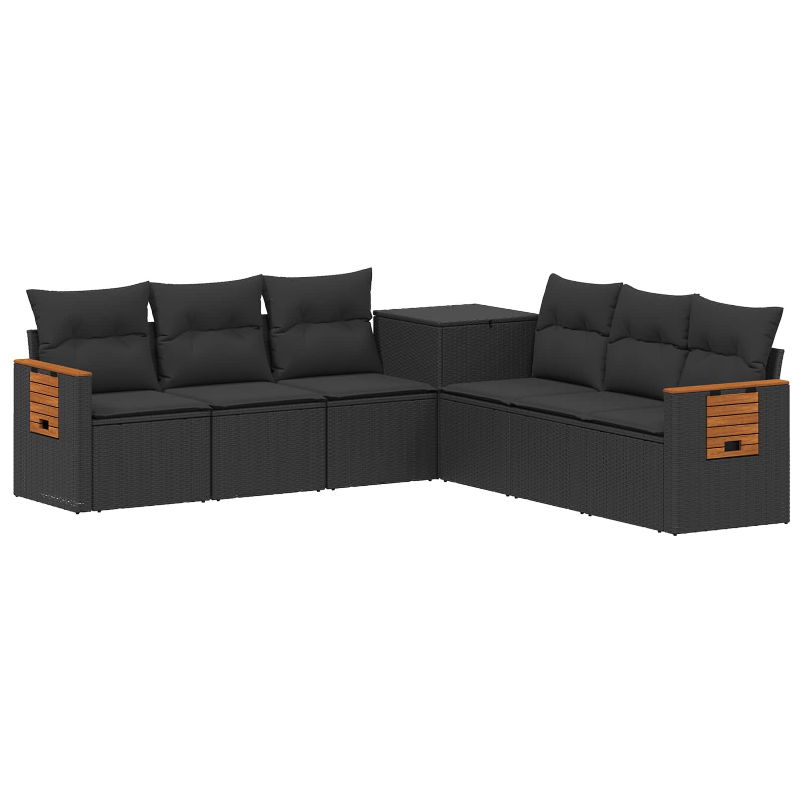 3448868_1.jpg vidaXL Sada pohoviek 7 pcs Čierna Poly ratan a oceľ – Obrázok 1