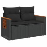 vidaXL Sada pohoviek 7 pcs Čierna Poly ratan a oceľ – Obrázok 2
