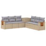 vidaXL Sada pohoviek 7 pcs Beige a svetlo šedá Poly ratan a oceľ