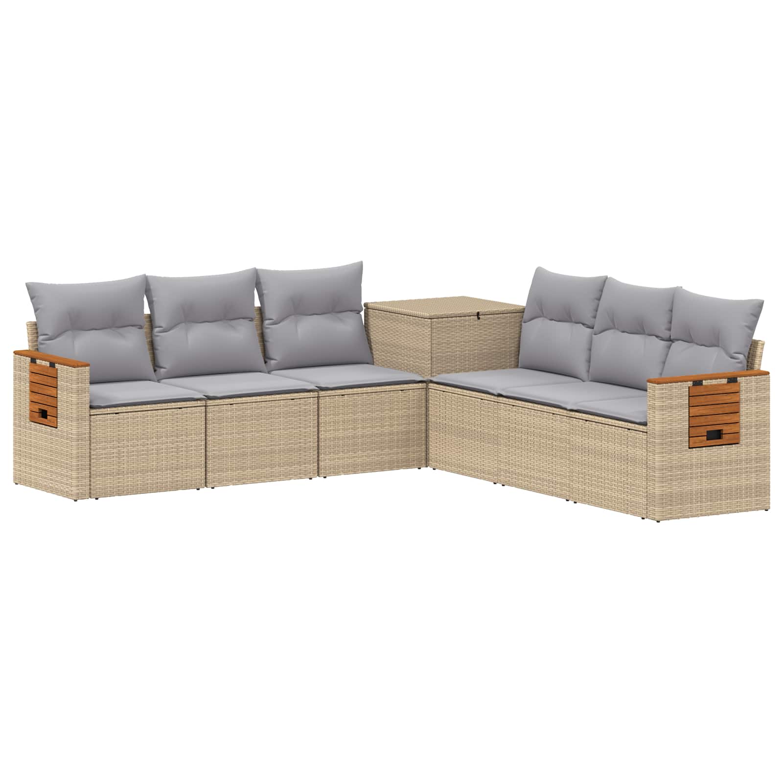 3448879_1.jpg vidaXL Sada pohoviek 7 pcs Beige a svetlo šedá Poly ratan a oceľ – Obrázok 1
