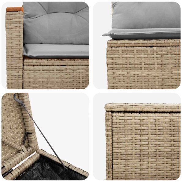 vidaXL Sada pohoviek 7 pcs Beige a svetlo šedá Poly ratan a oceľ – Obrázok 5