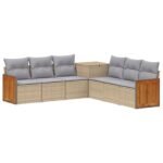 vidaXL Sada pohoviek 7 pcs Beige a svetlo šedá Poly ratan a oceľ