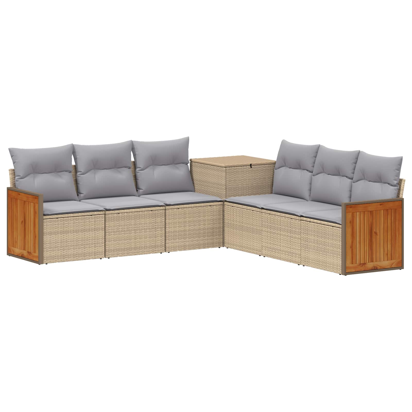 3448893_1.jpg vidaXL Sada pohoviek 7 pcs Beige a svetlo šedá Poly ratan a oceľ – Obrázok 1