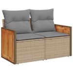 vidaXL Sada pohoviek 7 pcs Beige a svetlo šedá Poly ratan a oceľ – Obrázok 2