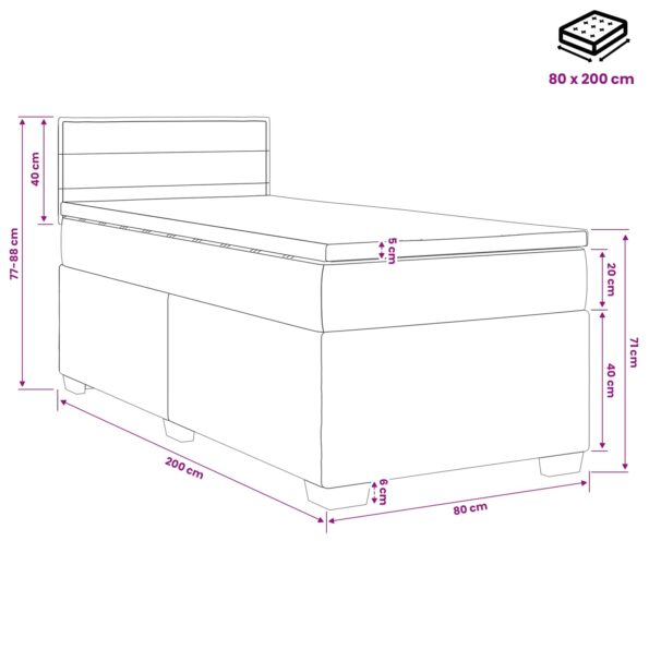 vidaXL Posteľ boxspring s matracom Tmavohnedá 80 x 200 cm Látka – Obrázok 10
