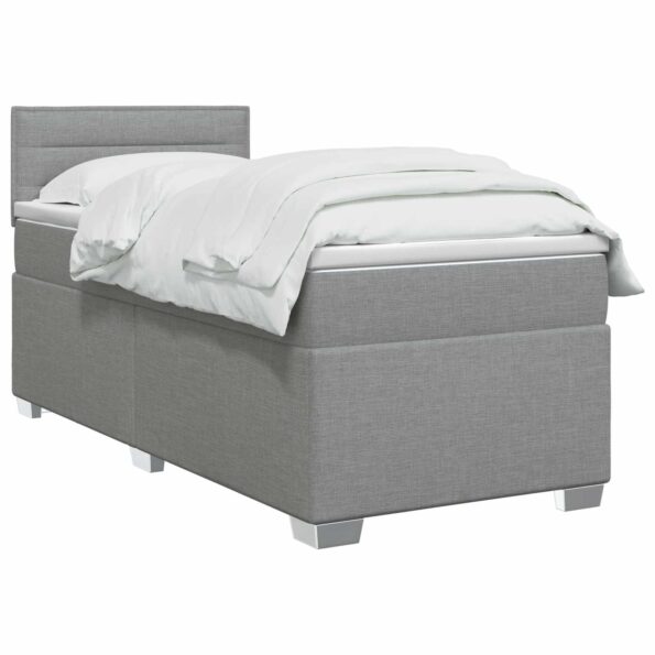 vidaXL Posteľ boxspring s matracom Svetlosivá 90 x 190 cm Látka – Obrázok 2