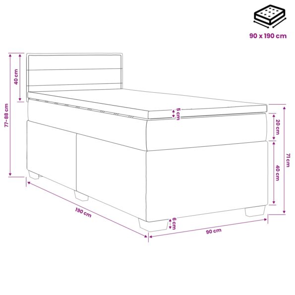 vidaXL Posteľ boxspring s matracom Modrá 90 x 190 cm Látka – Obrázok 10