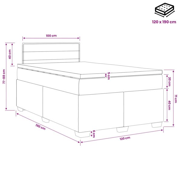 vidaXL Posteľ boxspring s matracom Modrá 120 x 190 cm Látka – Obrázok 10