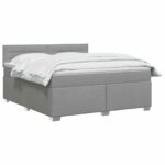 vidaXL Posteľ boxspring s matracom Svetlosivá 140 x 190 cm Látka – Obrázok 2