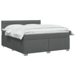vidaXL Posteľ boxspring s matracom Tmavosivá 140 x 190 cm Látka – Obrázok 2