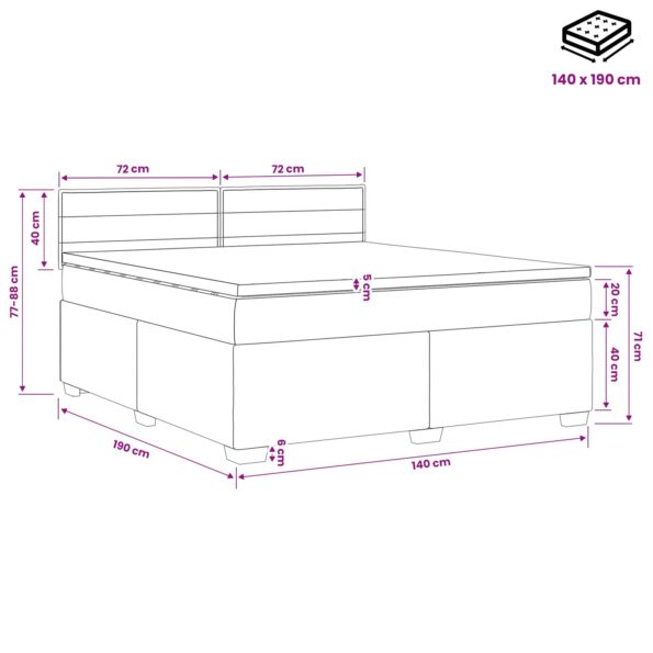 vidaXL Posteľ boxspring s matracom Krémová 140 x 190 cm Látka – Obrázok 10