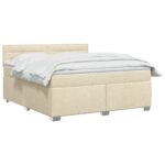 vidaXL Posteľ boxspring s matracom Krémová 140 x 190 cm Látka – Obrázok 2