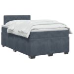 vidaXL Posteľ boxspring s matracom Tmavosivá 120 x 200 cm Zamat – Obrázok 2