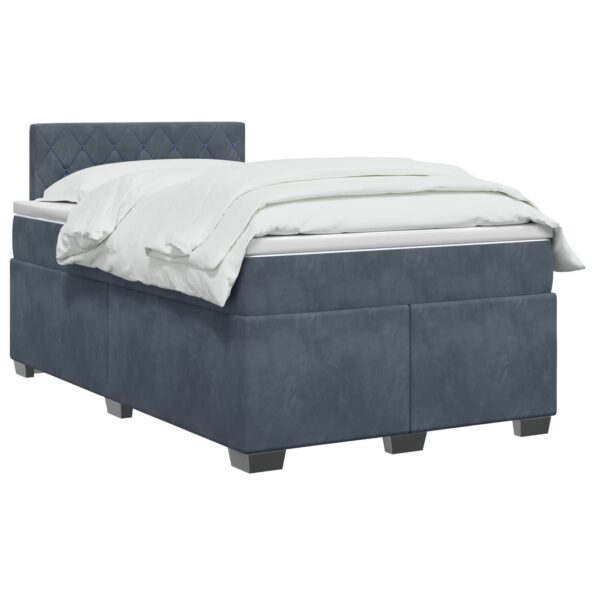 vidaXL Posteľ boxspring s matracom Tmavosivá 120 x 200 cm Zamat – Obrázok 2