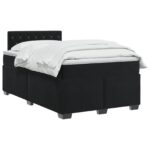 vidaXL Posteľ boxspring s matracom Čierna 120 x 200 cm Zamat – Obrázok 2