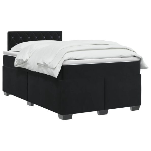 vidaXL Posteľ boxspring s matracom Čierna 120 x 200 cm Zamat – Obrázok 2
