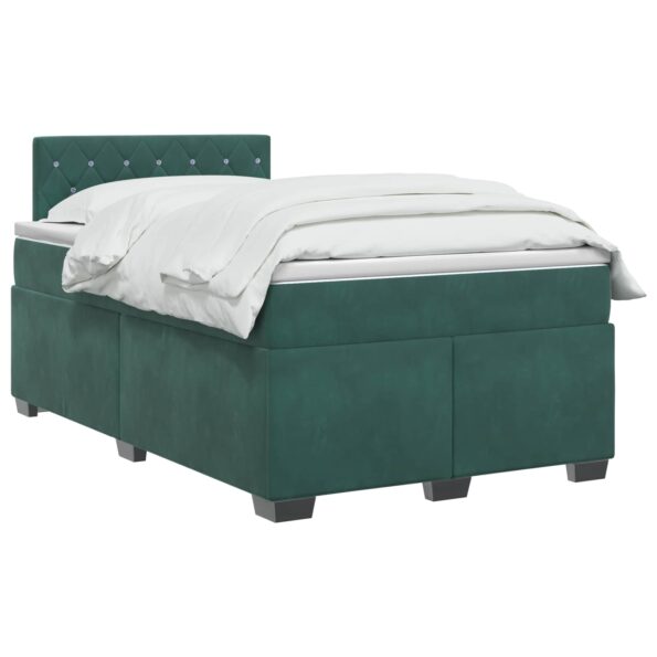 vidaXL Posteľ boxspring s matracom Tmavozelená 120 x 200 cm Zamat – Obrázok 2