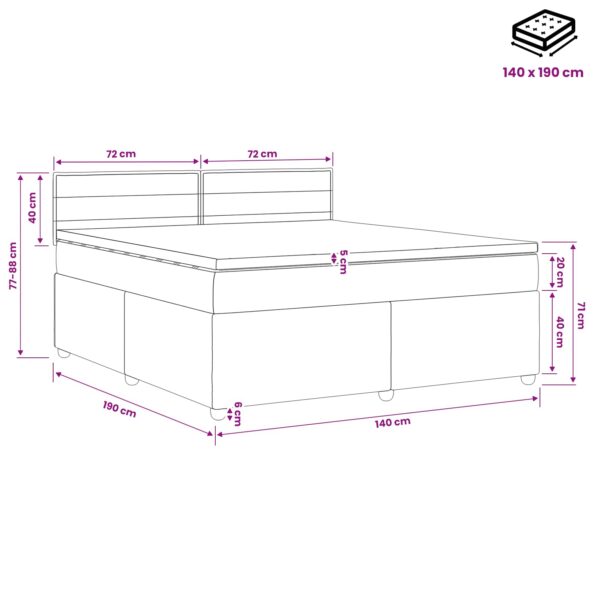vidaXL Posteľ boxspring s matracom Sivohnedá 140 x 190 cm Látka – Obrázok 10