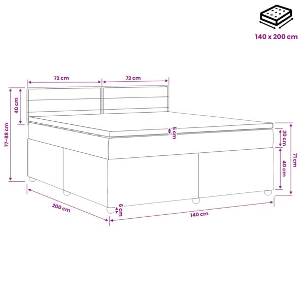 vidaXL Posteľ boxspring s matracom Modrá 140 x 200 cm Látka – Obrázok 10