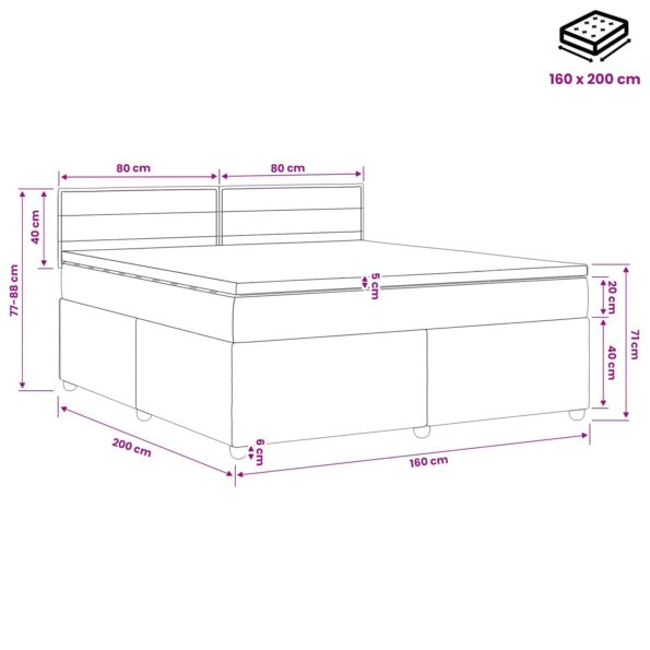 vidaXL Posteľ boxspring s matracom Tmavosivá 160 x 200 cm Látka – Obrázok 10