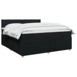 vidaXL Posteľ boxspring s matracom Čierna 160 x 200 cm Látka – Obrázok 2