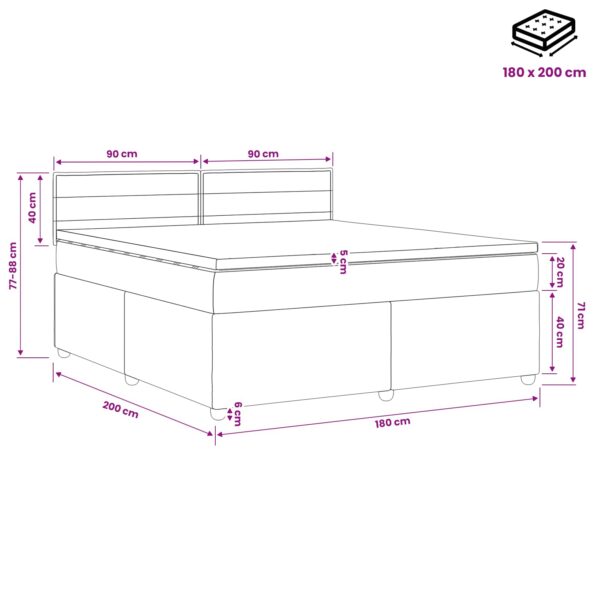 vidaXL Posteľ boxspring s matracom Čierna 180 x 200 cm Látka – Obrázok 10