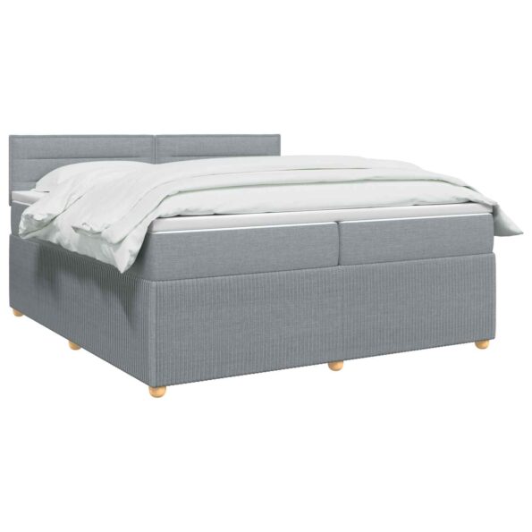 vidaXL Posteľ boxspring s matracom Svetlosivá 200 x 200 cm Látka – Obrázok 2