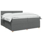 vidaXL Posteľ boxspring s matracom Tmavosivá 200 x 200 cm Látka – Obrázok 2
