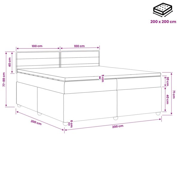 vidaXL Posteľ boxspring s matracom Tmavohnedá 200 x 200 cm Látka – Obrázok 10