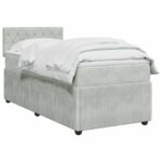 vidaXL Posteľ boxspring s matracom Svetlosivá 80 x 200 cm Zamat – Obrázok 2
