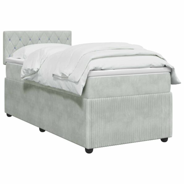 vidaXL Posteľ boxspring s matracom Svetlosivá 80 x 200 cm Zamat – Obrázok 2